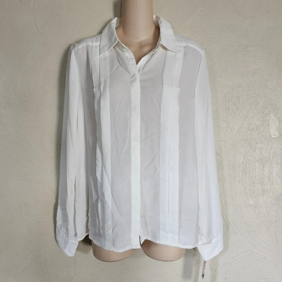 Nanette Lepore Cannoli Cream Chiffon Button Down Blouse Size Women's Medium NEW - Picture 4 of 14